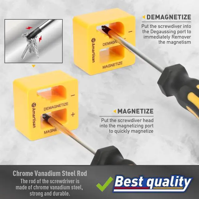 Alt view image 5 of 7 - Magnetic Screwdrivers Set with Case, 43-piece Includs Slotted, Phillips, Hex, Pozidriv,Torx and Precision Screwdriver Set, Magnetizer Demagnetizer Tools, Tools for Men