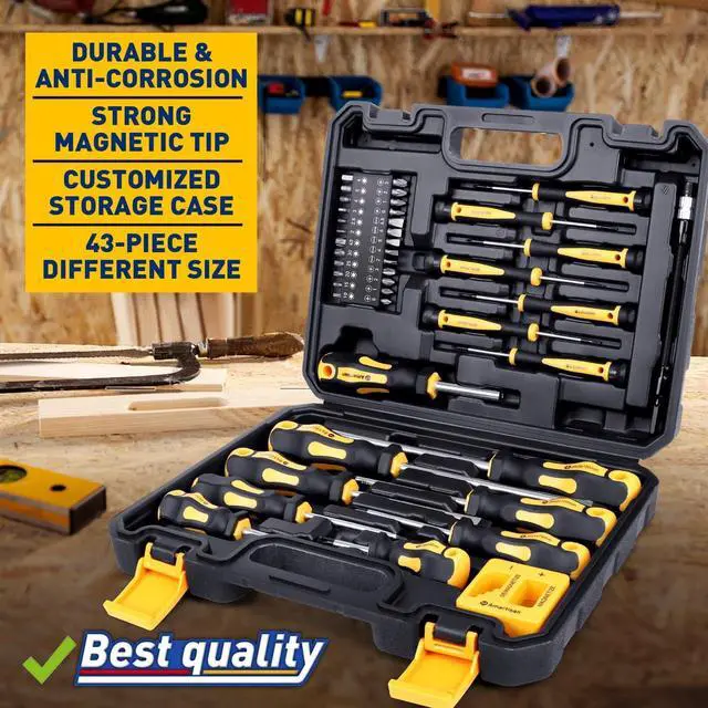 Alt view image 6 of 7 - Magnetic Screwdrivers Set with Case, 43-piece Includs Slotted, Phillips, Hex, Pozidriv,Torx and Precision Screwdriver Set, Magnetizer Demagnetizer Tools, Tools for Men