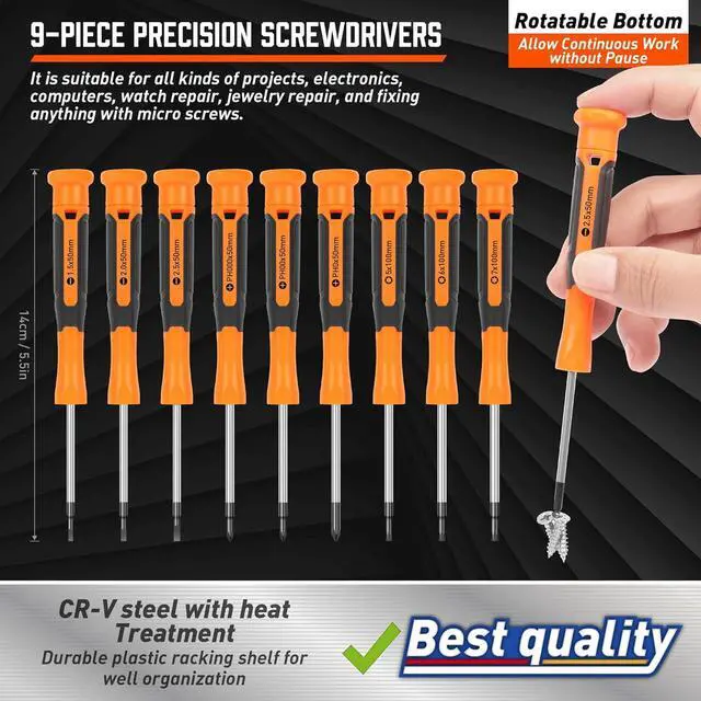 Alt view image 5 of 7 - 86-Piece Magnetic Screwdrivers Set with Case, Includs Slotted, Phillips, Hex, Pozidriv,Torx and Precision Screwdriver Set, Magnetizer Demagnetizer Tools, Tools for Men