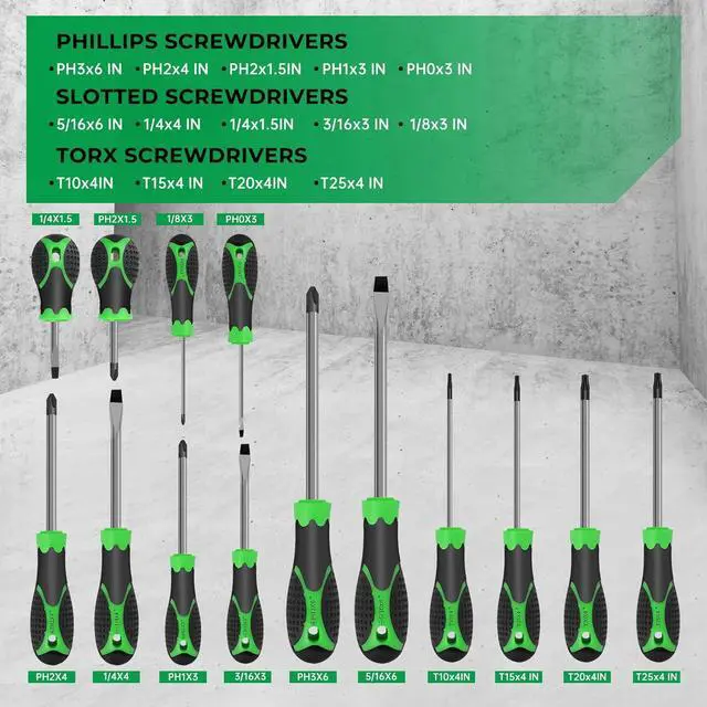 Alt view image 2 of 7 - 107-Piece Magnetic Screwdrivers Set with Case, Screw Driver Set, Includs Slotted, Phillips, Hex, Pozidriv,Torx and Precision Screwdriver Set, Tools for Men (107-Piece)