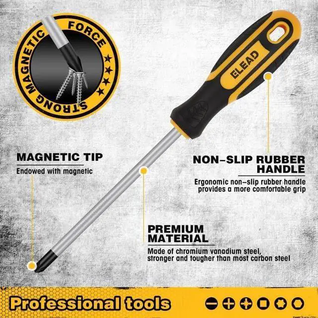Alt view image 3 of 7 - Magnetic Screwdriver Set with Case: 86-Piece Slotted Phillips, Hex, Torx, Precision, Nut Drivers, Driver Bits and Magnetizer, Ergonomic Handle, Ideal for Mechanics and Professionals