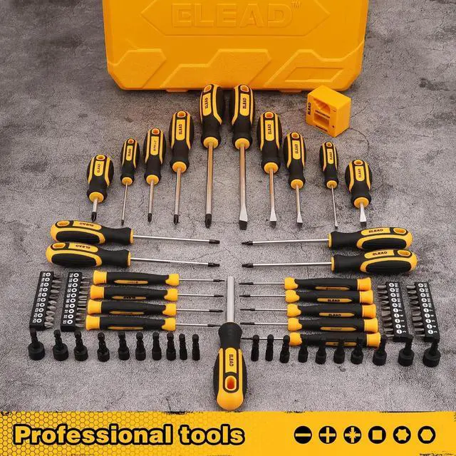 Alt view image 2 of 7 - Magnetic Screwdriver Set with Case: 86-Piece Slotted Phillips, Hex, Torx, Precision, Nut Drivers, Driver Bits and Magnetizer, Ergonomic Handle, Ideal for Mechanics and Professionals