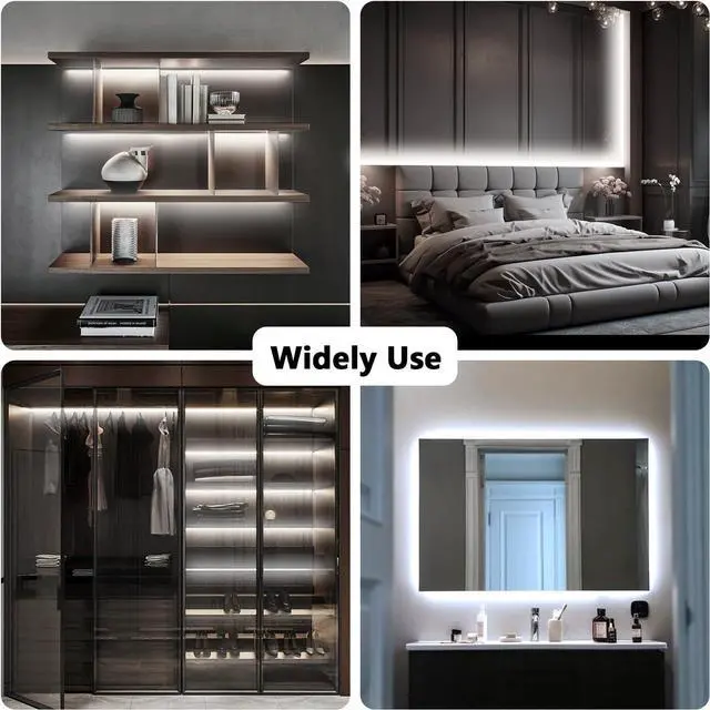 Alt view image 5 of 7 - White LED Strip Lights 50ft Dimmable Bright 24V Led Light Strip 6500K Daylight White 900 LEDs Lights for Bedroom, Mirror, Kitchen, Strong Adhesive(2 Rolls of 25ft)