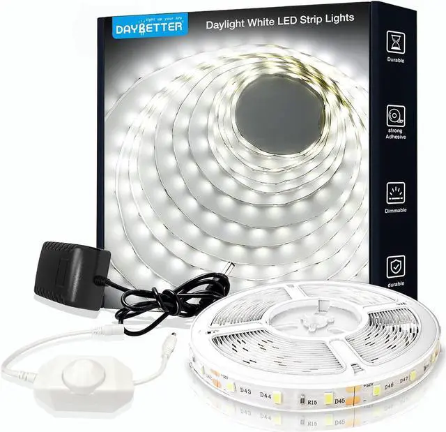 Main image of White LED Strip Light, 20 ft Dimmable Bright Rope Light, 6500K 24V Light Strips, 360 LEDs 2835 Tape Lights for Bedroom, Kitchen, Mirror, Home Decoration(1 Roll)