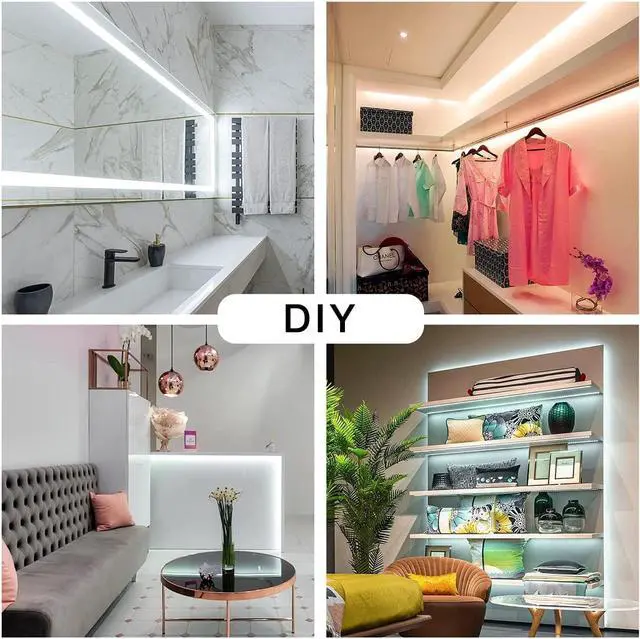 Alt view image 6 of 6 - White LED Strip Lights, 50 ft Dimmable 6500K Bright White Strip Lighting, 900 LEDs Tape LED Lights for Bedroom, Mirror, Kitchen, Home Decoration(2 Rolls of 25 ft)