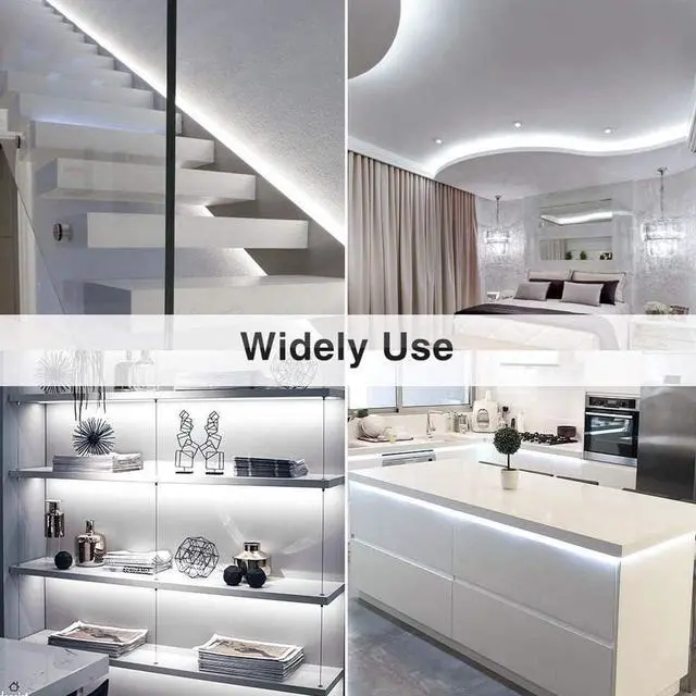 Alt view image 6 of 7 - White LED Strip Light, 16.4 Feet 24 Volt LED Light Strip White, 6000K-6500K Daylight Super Bright LED Tape Light for Bedroom, Kitchen, Closet, Cabinet, Mirror, Indoor(Dimmer Included)