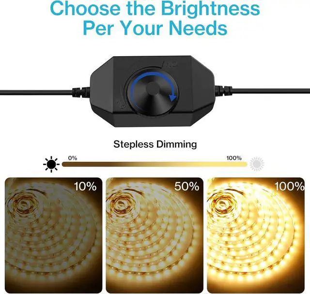 Alt view image 3 of 7 - 32.8ft LED Strip Lights Warm White, Dimmable Soft White Light Strip 3000K with Adhesive Clips, 12V 10M Flexible Led Lights for Bedroom Indoor Kitchen, UL Listed Plug, 600 LEDs 2835