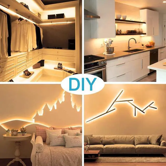 Alt view image 5 of 7 - 32.8ft LED Strip Lights Warm White, Dimmable Soft White Light Strip 3000K with Adhesive Clips, 12V 10M Flexible Led Lights for Bedroom Indoor Kitchen, UL Listed Plug, 600 LEDs 2835