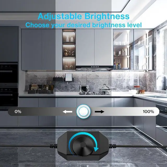 Alt view image 3 of 7 - White LED Strip Lights, 16.4ft Dimmable LED Light Strip, 12V 6000K Vanity Mirror Light with UL Listed Plug, 300 LEDs 2835 Flexible Led Lights for Bedroom Under Cabinet Kitchen
