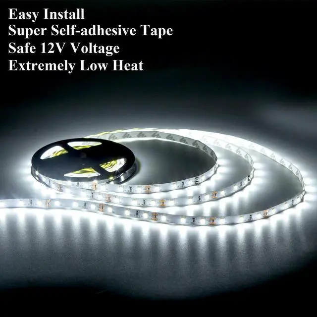 Alt view image 4 of 7 - 20FT White LED Strip Lights, Dimmable 6000K 360LEDs, Rope Strip Lights, Under Cabinet LED Strip Lights Tape with UL Power Supply for Kitchen, Wedding, Mirro, Not Waterproof.