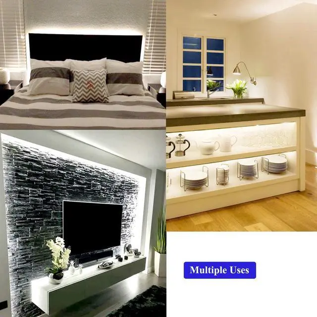 Alt view image 6 of 7 - 20FT White LED Strip Lights, Dimmable 6000K 360LEDs, Rope Strip Lights, Under Cabinet LED Strip Lights Tape with UL Power Supply for Kitchen, Wedding, Mirro, Not Waterproof.