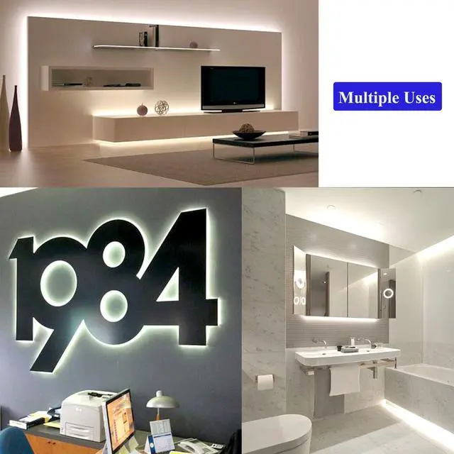 Alt view image 7 of 7 - 20FT White LED Strip Lights, Dimmable 6000K 360LEDs, Rope Strip Lights, Under Cabinet LED Strip Lights Tape with UL Power Supply for Kitchen, Wedding, Mirro, Not Waterproof.