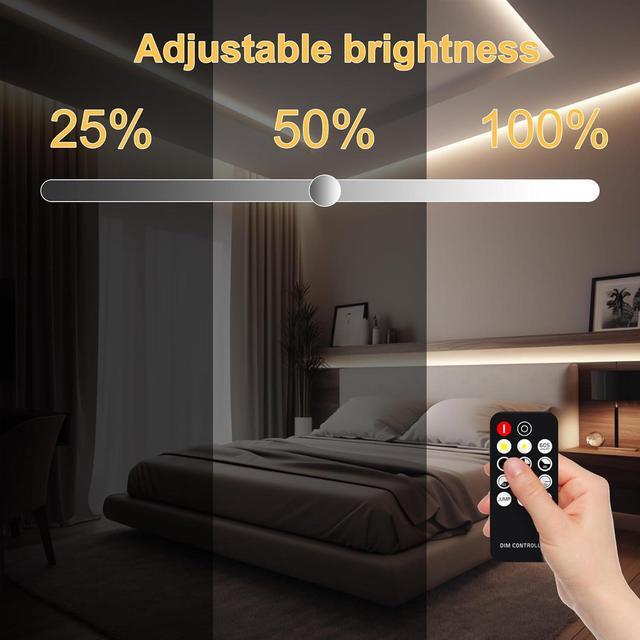 Alt view image 5 of 6 - COB LED Strip Light with Remote, Dimmable 16.4FT/5M Flexible High Density LED Light,4000K Natural White 2400LEDs Super Bright LED Light Strip CRI 90+ for Bedroom,Kitchen,DIY Home Decoration