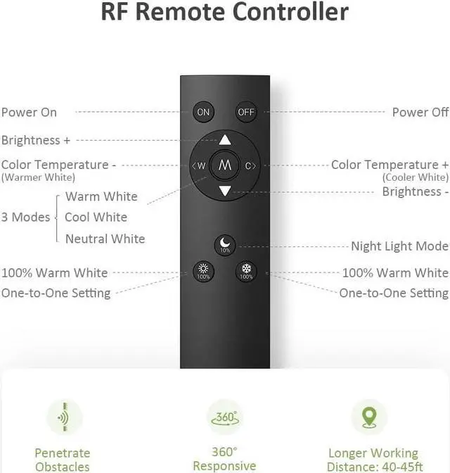 Alt view image 6 of 6 - 40ft Waterproof Tunable White LED Strip Lights, Dimmable Flexible Rope Light 3000K-6500K 12V Tape Light with Remote, Ribbon for Outdoor and Indoor Bedroom Home Mirror Kitchen Cabinet