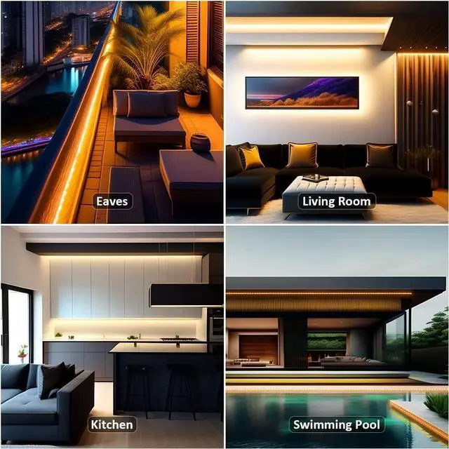 Alt view image 5 of 6 - 40ft Waterproof Tunable White LED Strip Lights, Dimmable Flexible Rope Light 3000K-6500K 12V Tape Light with Remote, Ribbon for Outdoor and Indoor Bedroom Home Mirror Kitchen Cabinet