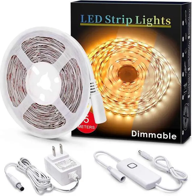 Main image of Under Cabinet Led Lighting, 16.4ft LED Strip Lights Kit with Dimmer Control for Kitchen, Cabinet, Shelf, Counter, Bedroom and Décor, Warm White 3000K, 1050LM