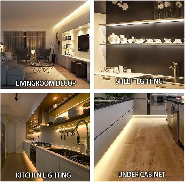Alt view image 5 of 7 - Under Cabinet Lighting Kit, 32.8 Ft Dimmable Led Strip Lights with 600 LEDs,12V, Low Power Safety Adapter, Flexible Tape Light for Kitchen Cabinet,Bedroom,Counter,Shelf (Warm White-3000k)