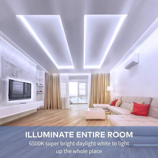 Alt view image 2 of 7 - White LED Strip Lights, Upgraded 16.4ft Dimmable LED Light Strip 6500K Bright Daylight White, Strong Adhesive, 300 LEDs Flexible Tape Lights for Mirror, Kitchen Cabinet, Bedroom, Christmas Decor