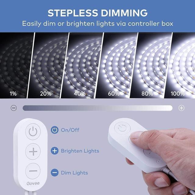 Alt view image 3 of 7 - White LED Strip Lights, Upgraded 16.4ft Dimmable LED Light Strip 6500K Bright Daylight White, Strong Adhesive, 300 LEDs Flexible Tape Lights for Mirror, Kitchen Cabinet, Bedroom, Christmas Decor