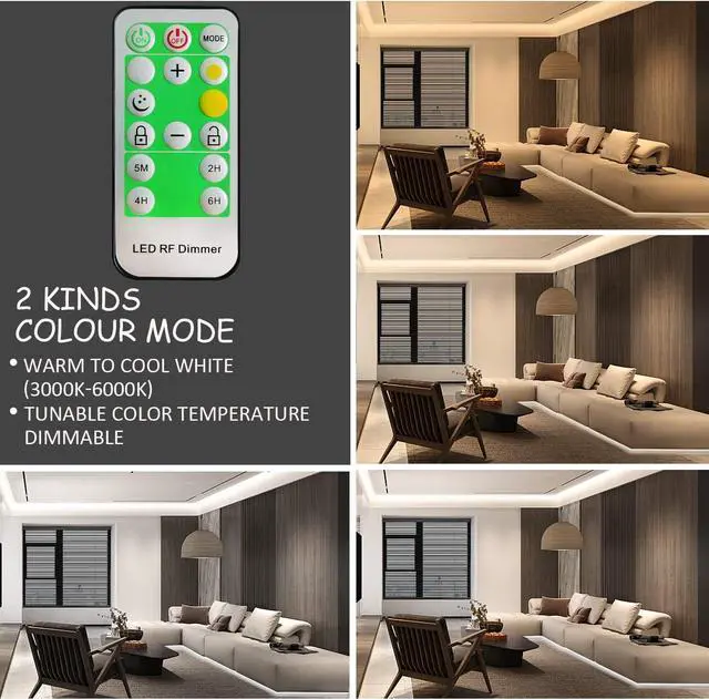 Alt view image 6 of 6 - 6m LED Strip Lights, 3000K-6000K Tunable White, 20ft Dimmable Bright LED Tape Lights 360 LEDs Flexible Vanity Mirror Light for Home, Kitchen, Under Cabinet, Bedroom