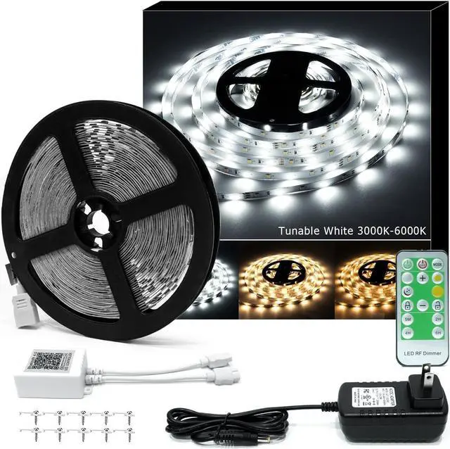 Main image of 6m LED Strip Lights, 3000K-6000K Tunable White, 20ft Dimmable Bright LED Tape Lights 360 LEDs Flexible Vanity Mirror Light for Home, Kitchen, Under Cabinet, Bedroom