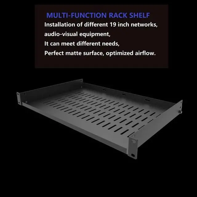 Alt view image 2 of 6 - 1U Disassembled Vented Cantilever Server Rack Mount Shelf 12"(305mm) Depth for 19-Inch Network/AV Equipment Rack and Cabinet(1U12V)