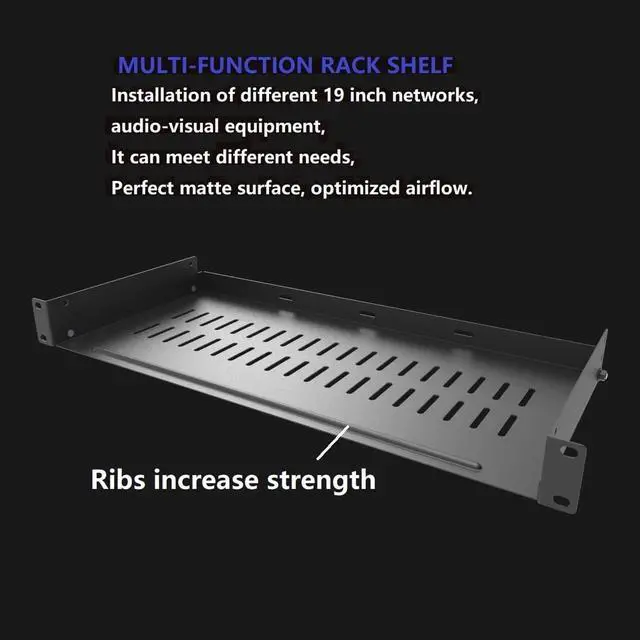Alt view image 2 of 6 - 1U Disassembled Vented Rack Shelf Universal Rack Tray No Lip for 19 Inches Network Cabinet or Server Rack (8 Inches Deep)