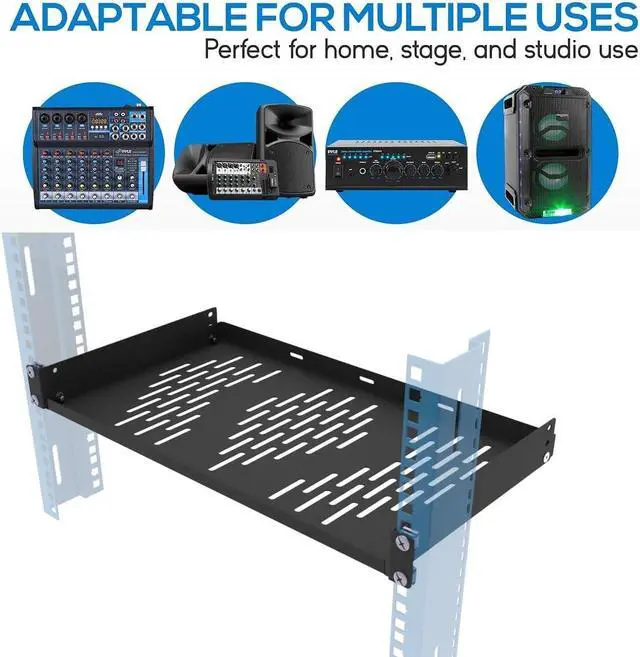 Alt view image 5 of 6 - 1U Server Rack Shelf, Suitable for 19" Network Equipment Racks and Cabinets, Ventilated Cantilever Tray, Depth of 12 inches, Well-Ventilated (1PCS, Black)