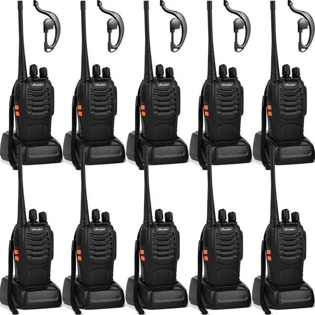 Main image of Walkie talkies 10 Pack Long Range Rechargeable 2 Way Radio UHF 16-Channel with Earpiece Li-ion Battery and Charger (Pack of 10)