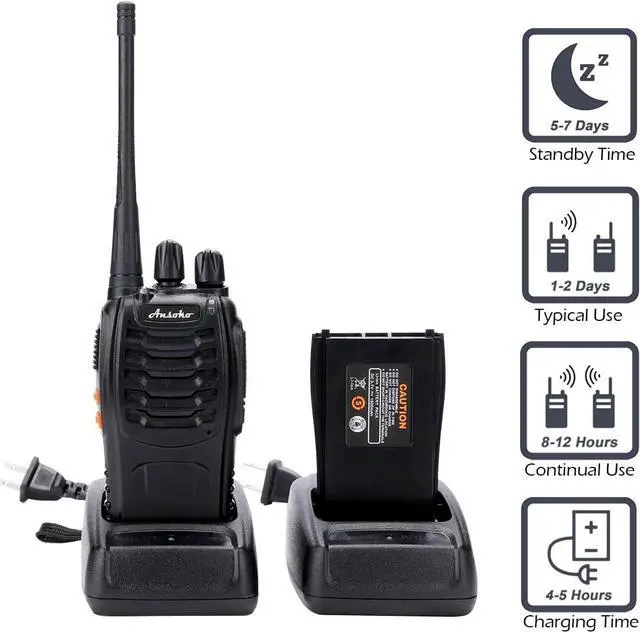 Alt view image 7 of 7 - Walkie talkies 10 Pack Long Range Rechargeable 2 Way Radio UHF 16-Channel with Earpiece Li-ion Battery and Charger (Pack of 10)