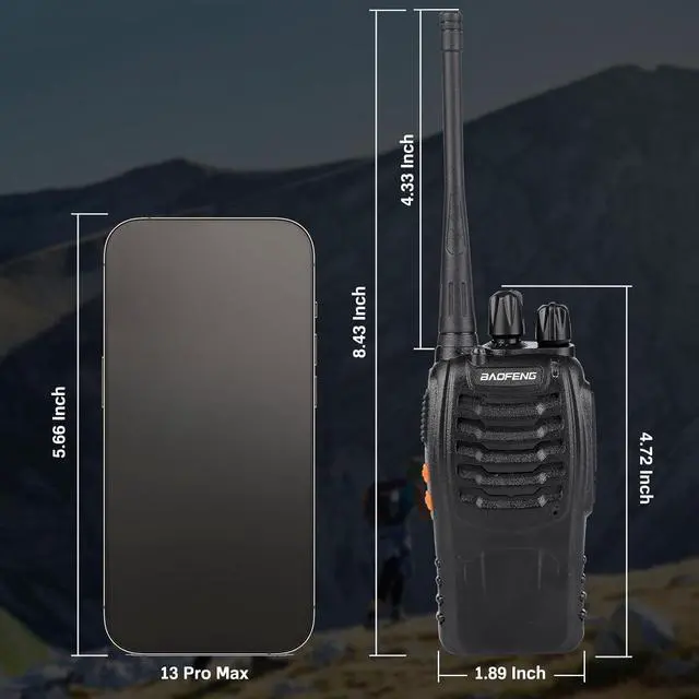 Alt view image 2 of 6 - Walkie Talkies 888S Rechargeable Long Range with Earpieces for Adults, 16 Channel Professional Radio Handheld Two Way Radios Li-ion Battery and Charger Included (4pack with 4earpiece)