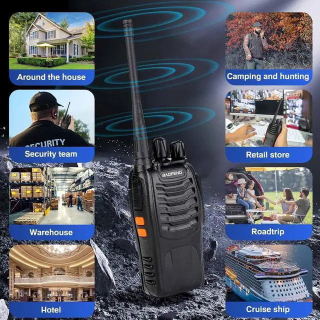 Alt view image 5 of 6 - Walkie Talkies 888S Rechargeable Long Range with Earpieces for Adults, 16 Channel Professional Radio Handheld Two Way Radios Li-ion Battery and Charger Included (4pack with 4earpiece)