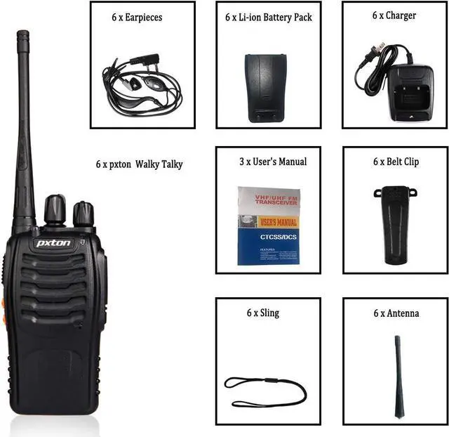 Alt view image 7 of 7 - Two Way Radios Long Range Walkie Talkies for Adults with Headphones,16 Channel Handheld 2 Way Radio Rechargeable with Flashlight Li-ion Battery and Charger(6 Pack)