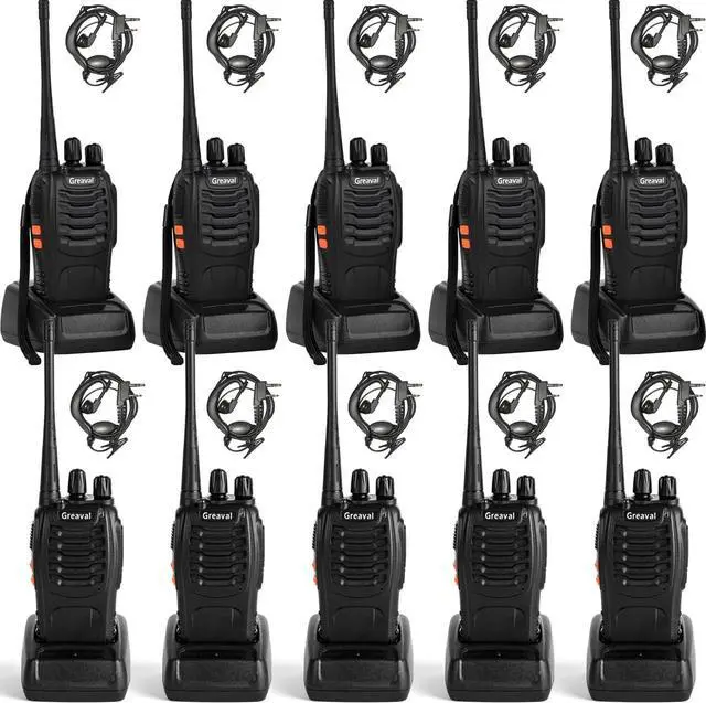 Main image of Walkie Talkies 10 Pack Rechargeable Two-Way Radios with Earpiece 16 Channel Walkie Talkie for Adults, Li-ion Battery and Charger Included, Long Range Two Way Radio (Pack of 10)