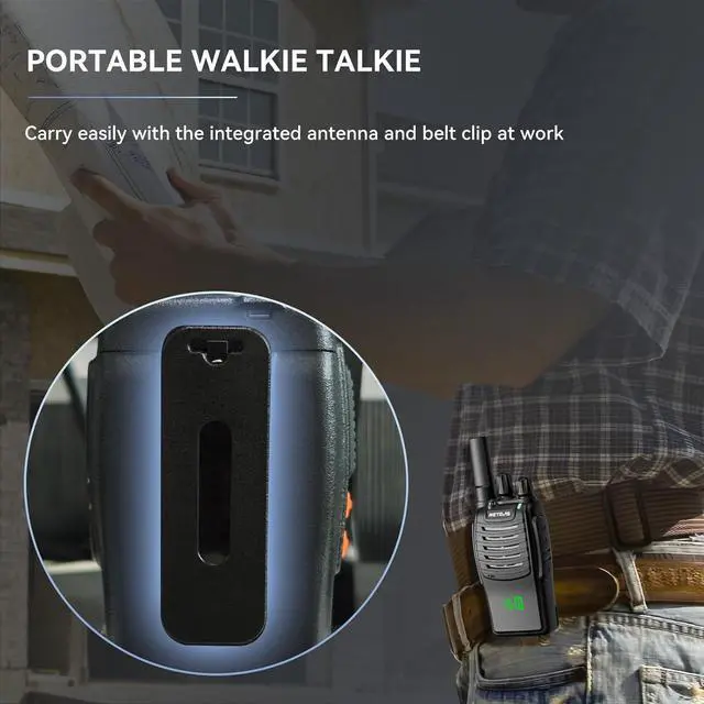 Alt view image 6 of 7 - H-777H Walkie Talkies,Rechargeable Two Way Radio, Hidden Display,Channel Display,USB-C,Short Antenna,Handheld 2 Way Radio with Emergency Alarm for Business Education (10 Pack)
