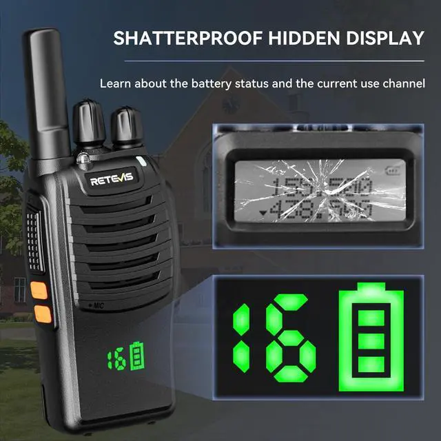 Alt view image 2 of 7 - H-777H Walkie Talkies,Rechargeable Two Way Radio, Hidden Display,Channel Display,USB-C,Short Antenna,Handheld 2 Way Radio with Emergency Alarm for Business Education (10 Pack)
