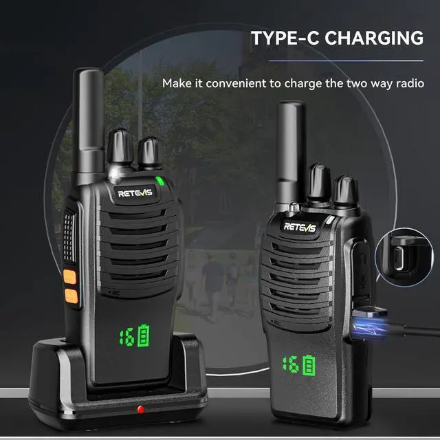 Alt view image 3 of 7 - H-777H Walkie Talkies,Rechargeable Two Way Radio, Hidden Display,Channel Display,USB-C,Short Antenna,Handheld 2 Way Radio with Emergency Alarm for Business Education (10 Pack)