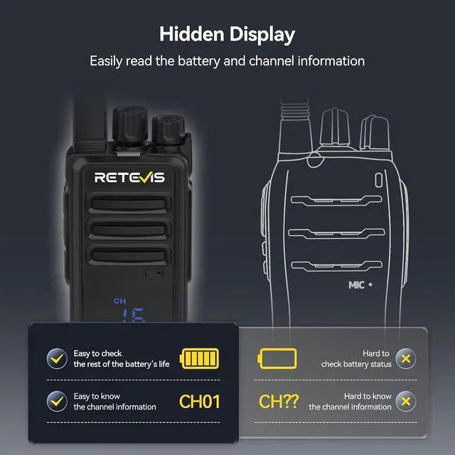 Alt view image 4 of 7 - RT68H 2 Way Radio Long Range (10 Pack) with 10 Way Charger,Rechargeable Walkie Talkies for Adults,Easier Charging,Easier Management,LCD Display, Keypad Lock,Hands Free Compact Walkie Talkie