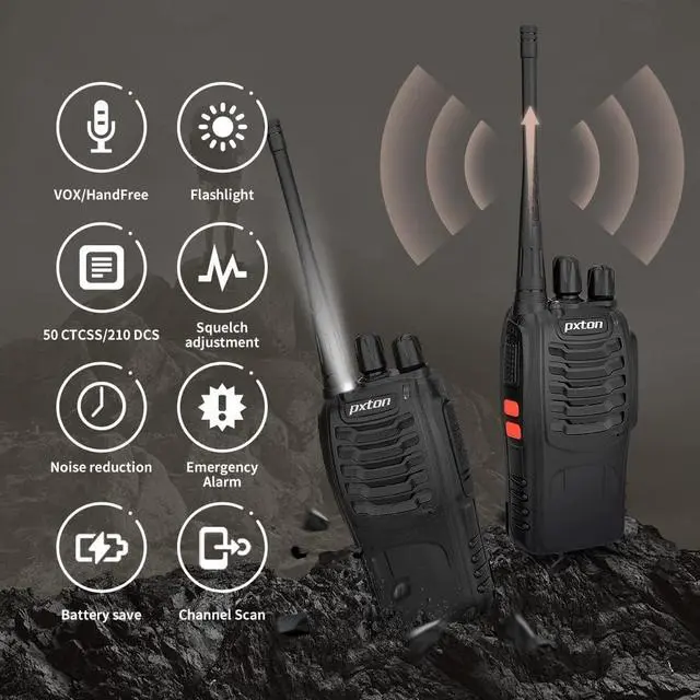 Alt view image 2 of 7 - PX-8S-01 walkie talkies for Adults with Upgraded Headset,Handheld Portable Two Way radios Long Range Include Rechargeable walkie Talkie Li-ion Battery and USB Charger(2 Pack)