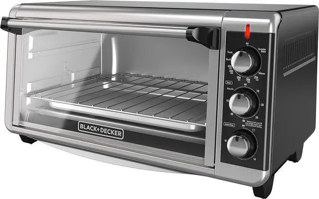 Alt view image 2 of 7 - BLACK+DECKER 8-Slice Extra Wide Convection Toaster Oven, Fits 9"x13" Oven Pans and 12" Pizza, Bake, Toast, Broil, and Keep Warm Functions, Countertop Compact Design with Stainless Steel Finish