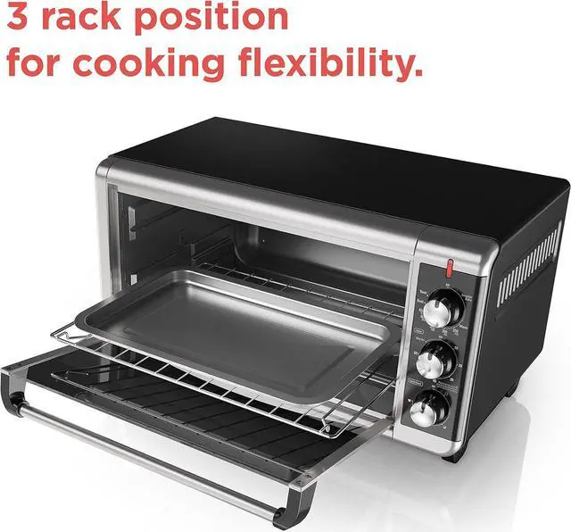 Alt view image 3 of 7 - BLACK+DECKER 8-Slice Extra Wide Convection Toaster Oven, Fits 9"x13" Oven Pans and 12" Pizza, Bake, Toast, Broil, and Keep Warm Functions, Countertop Compact Design with Stainless Steel Finish