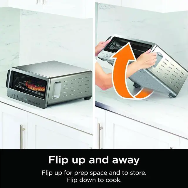 Alt view image 2 of 7 - Ninja Flip Toaster Oven&Air Fryer, 8-in-1 Functionality, Flip Up&Away Capability for Storage Space, LargeCapacity, Air Fry Basket, SheetPan, Wire Rack&Removable Crumb Tray, Stainless,1800 watts, SP151