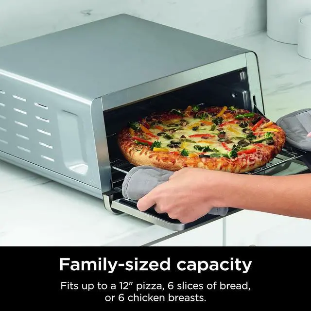 Alt view image 4 of 7 - Ninja Flip Toaster Oven&Air Fryer, 8-in-1 Functionality, Flip Up&Away Capability for Storage Space, LargeCapacity, Air Fry Basket, SheetPan, Wire Rack&Removable Crumb Tray, Stainless,1800 watts, SP151