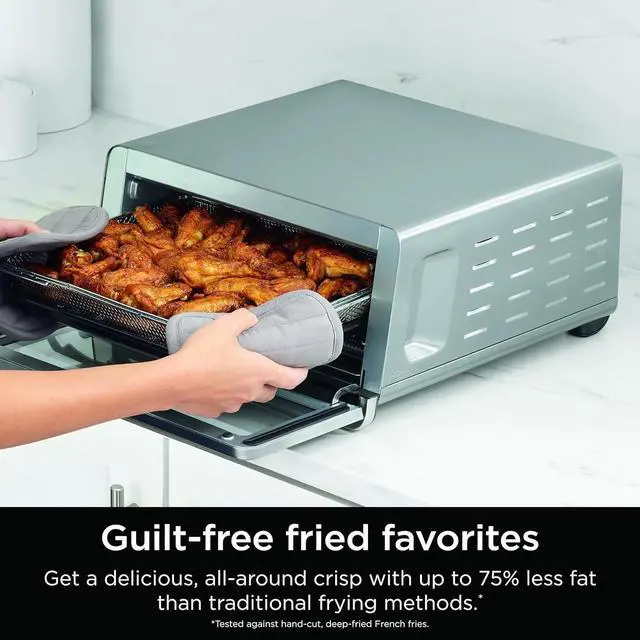 Alt view image 6 of 7 - Ninja Flip Toaster Oven&Air Fryer, 8-in-1 Functionality, Flip Up&Away Capability for Storage Space, LargeCapacity, Air Fry Basket, SheetPan, Wire Rack&Removable Crumb Tray, Stainless,1800 watts, SP151