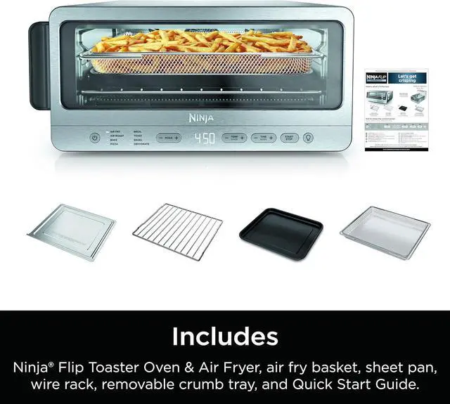 Alt view image 7 of 7 - Ninja Flip Toaster Oven&Air Fryer, 8-in-1 Functionality, Flip Up&Away Capability for Storage Space, LargeCapacity, Air Fry Basket, SheetPan, Wire Rack&Removable Crumb Tray, Stainless,1800 watts, SP151