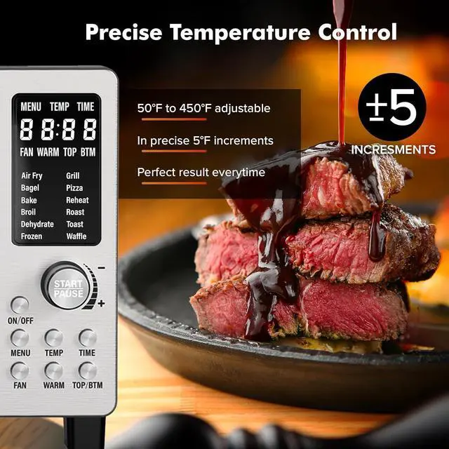 Alt view image 4 of 7 - Nuwave Bravo Pro Smart Air Fryer Toaster Oven Combo, Airfryer Convection Oven Countertop, 12-in-1 Functions with Quicker & Even Crisp Technology, 1800W, 50-450°F, PFAS-Free, 21QT, Cinnamon