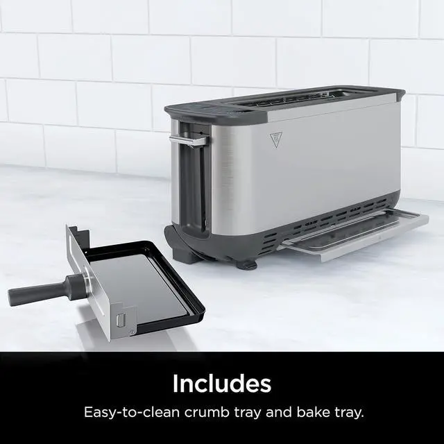 Alt view image 2 of 7 - Ninja ST101 Foodi 2-in-1 Flip Toaster, 2-Slice Capacity, Compact Toaster Oven, Snack Maker, Reheat, Defrost, 1500 Watts, Stainless Steel, 6 Functions