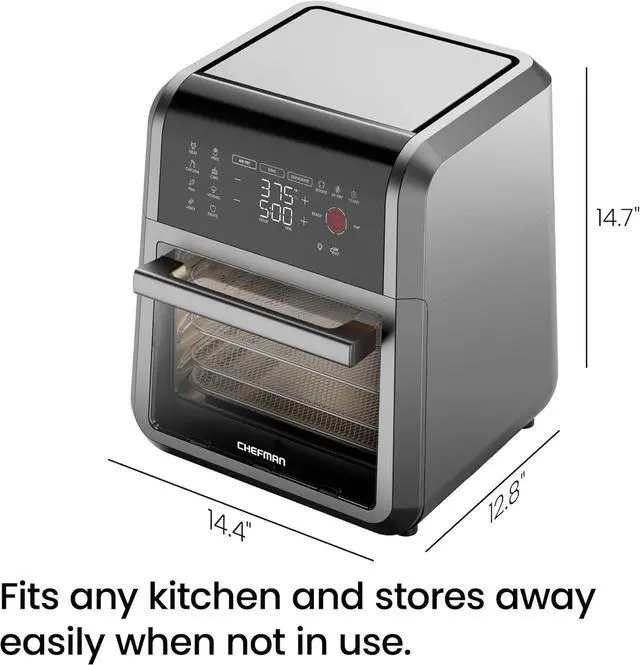 Alt view image 2 of 7 - Chefman 12-Quart 6-in-1 Air Fryer Oven with Digital Timer, Touchscreen, and 12 Presets - Family Size Countertop Convection Oven, Dishwasher-Safe Parts