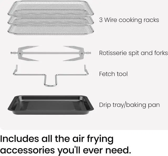 Alt view image 7 of 7 - Chefman 12-Quart 6-in-1 Air Fryer Oven with Digital Timer, Touchscreen, and 12 Presets - Family Size Countertop Convection Oven, Dishwasher-Safe Parts