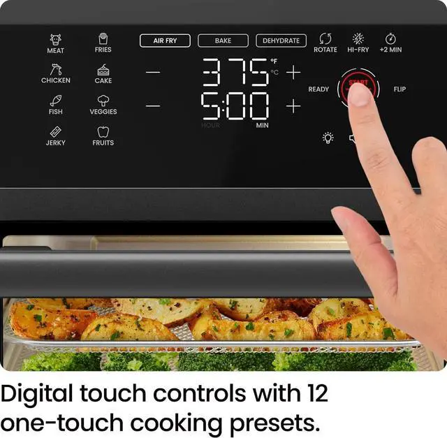 Alt view image 3 of 7 - Chefman 12-Quart 6-in-1 Air Fryer Oven with Digital Timer, Touchscreen, and 12 Presets - Family Size Countertop Convection Oven, Dishwasher-Safe Parts